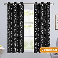 Vista 255 de BGment Room Darkening Curtains 95 Inches Long, Grommet Thermal Insulated Blackout Curtains with Wave Line and Dots Printed for Bedroom, 2 Panels