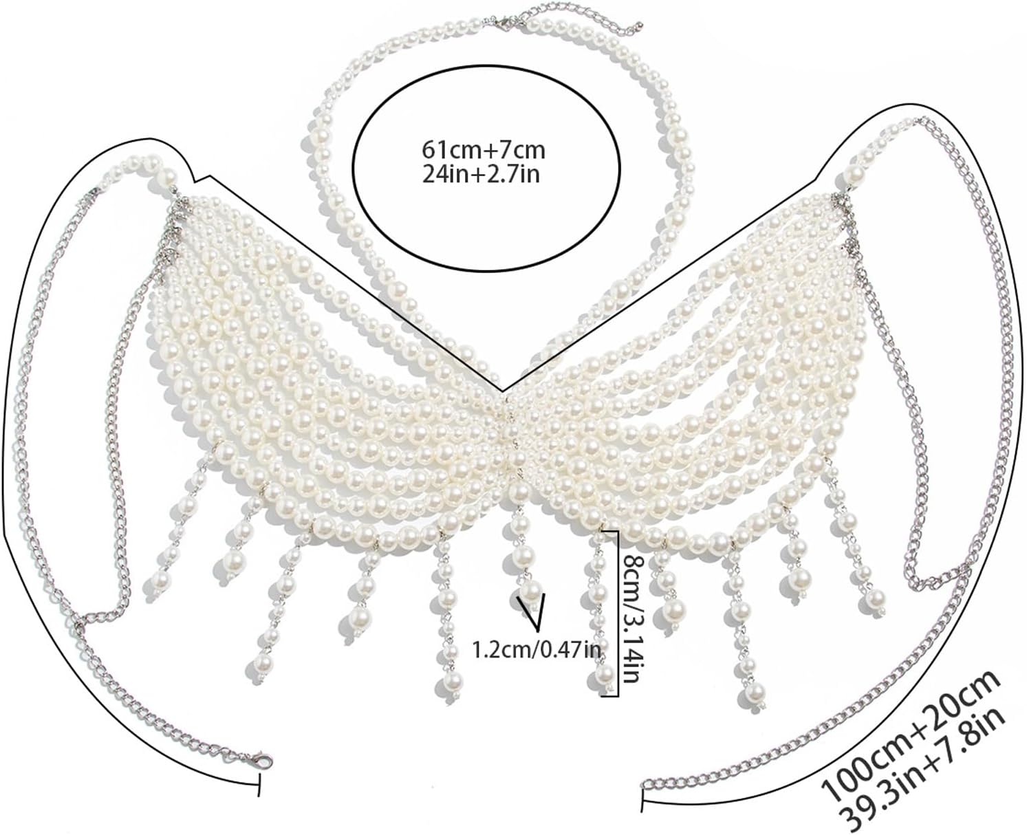 Summer Mulit-layered Pearl Tassel Chest Body Chain Festival Rave Pearl Top Vest Sexy Bikini Beach Beaded Body Chain Bra Jewelry for Women