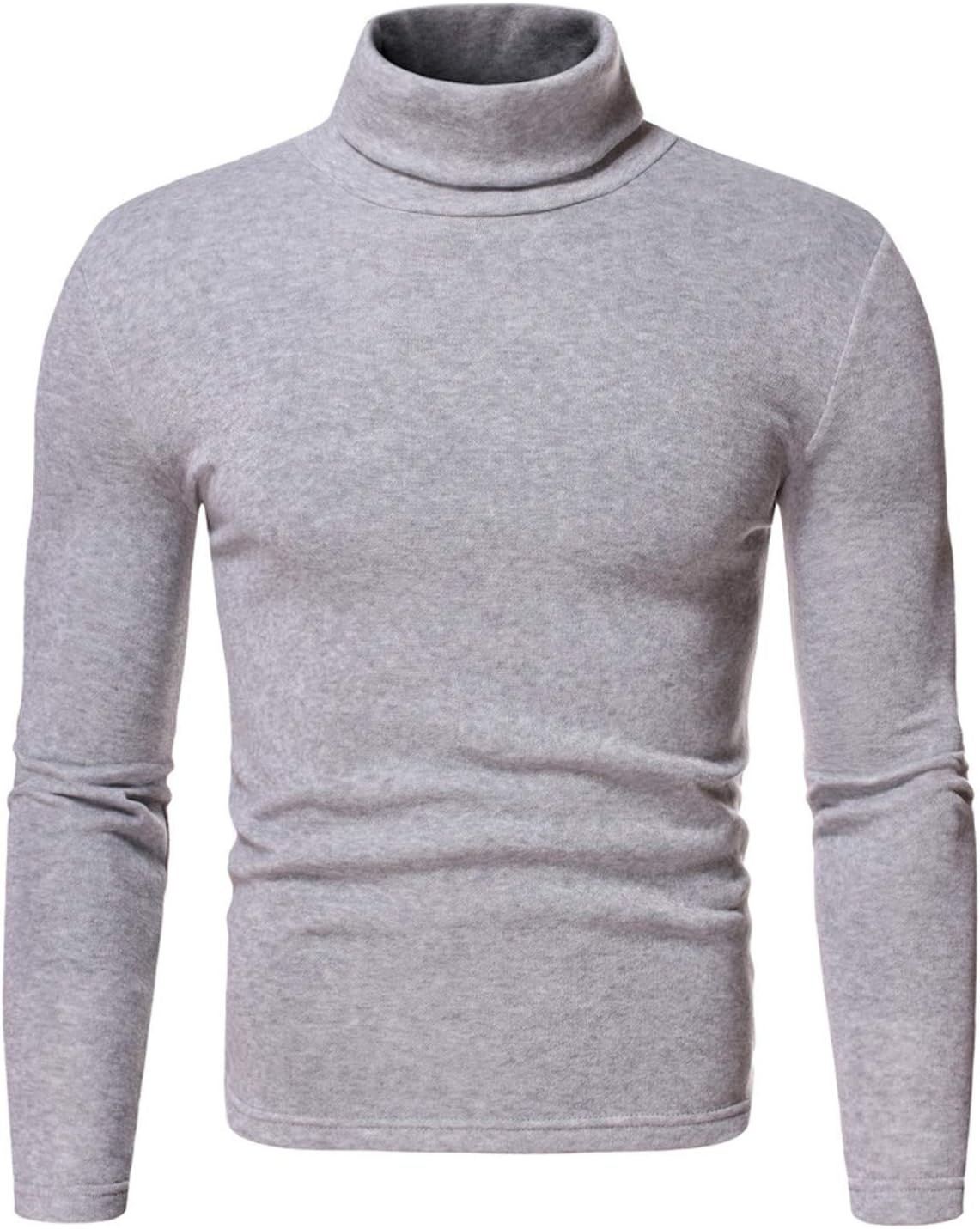 Mens Fall Turtleneck Long Sleeve Pullover Soft Stretch Slim Dress Shirts Business Office Casual Undershirts
