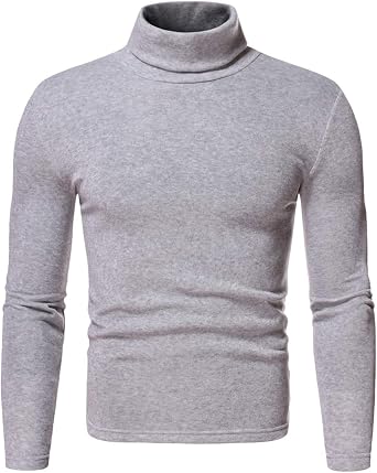 Mens Shirts Casual Stylish Slim Fit Long Sleeve Basic Knitted Warm Sweater Soft Comfy Turtleneck Pullover Sweater