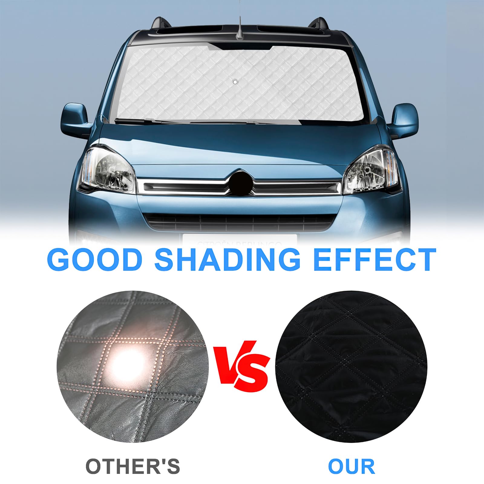 Parasol para Parabrisas Coche Compatible con Citroen Berlingo 2008-2018, Juego de 8 Plegables Parasoles para Interior Coche, Alfombrillas Térmicas Internas con Bolsa de Almacenamiento