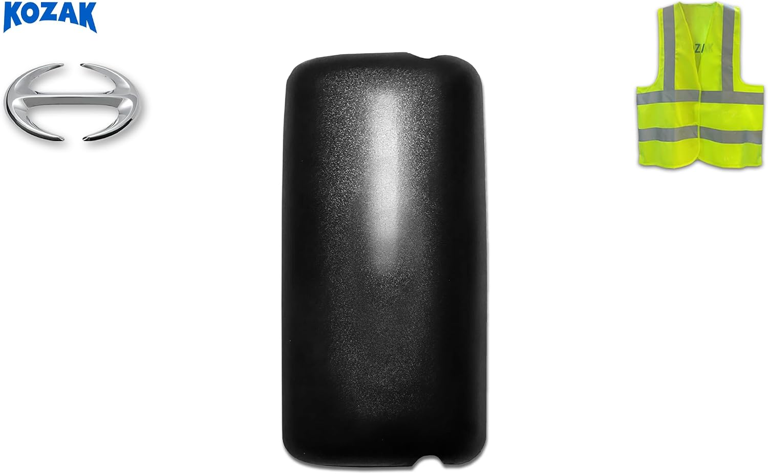 Kozak Mirror Back Cover Black, Right Passenger Side Compatible with Hino 238, 258, 268, 338 2008-2021, Includes Logo and Reflective Vest
