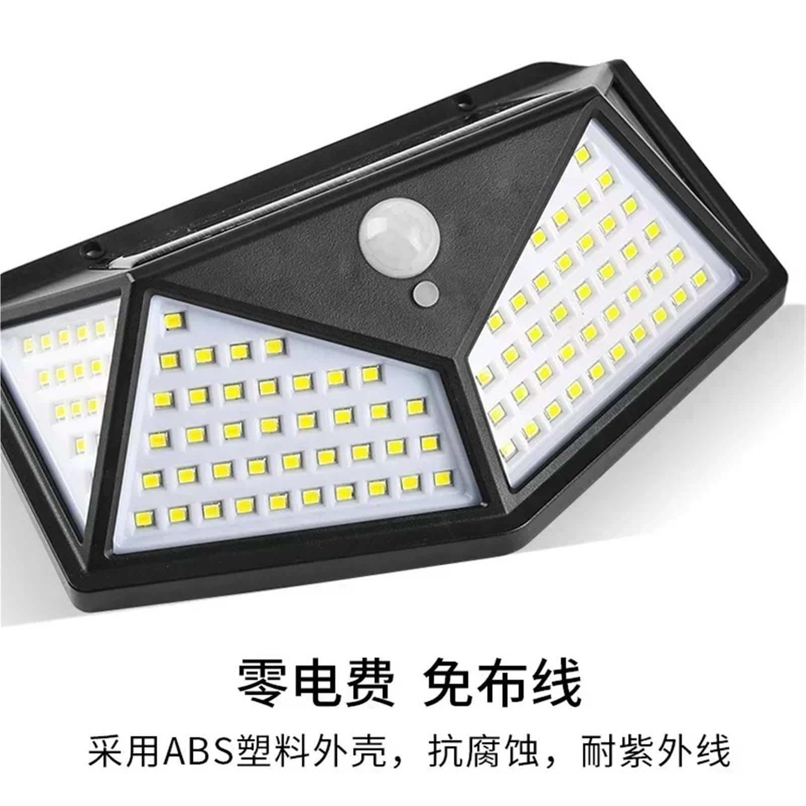 Solarne lampy ścienne, 100 diod LED, wodoodporna, zewnętrzna, z czujnikiem ruchu, zasilane energią słoneczną, światło uliczne, do ogrodu, czarne J14 szt