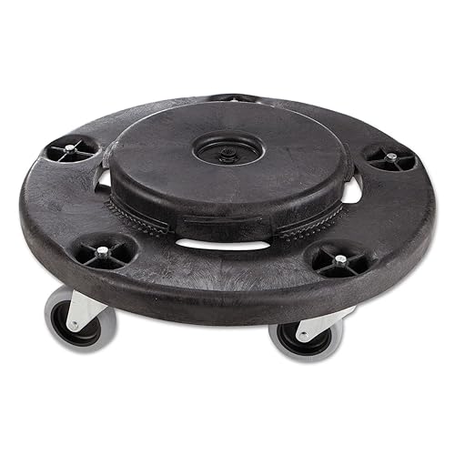 Rubbermaid Commercial RCP264000BK Products Brute Round Twist on/Off Dolly, capacidad de 250 libras, 18 Dia x 6 5/8H, Negro