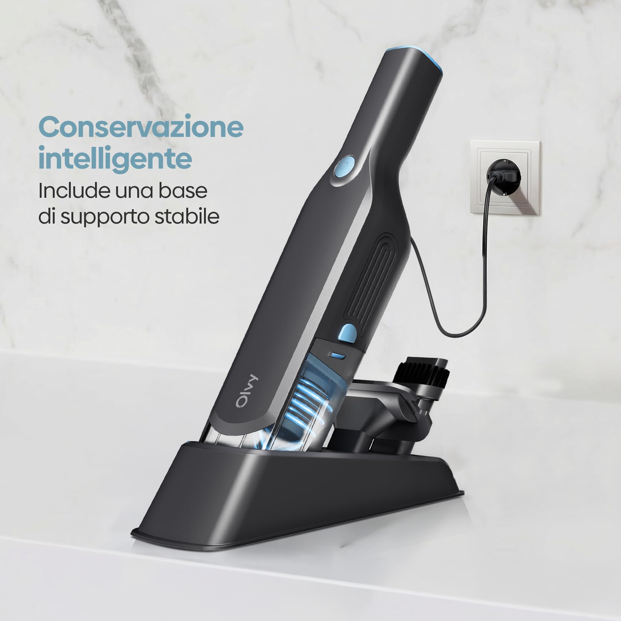 Potente aspirapolvere portatile senza fili con 2 velocità per peli di animali domestici, mini aspirapolvere portatile per auto e casa, batteria a lunga durata, filtro HEPA lavabile, accessori multipli