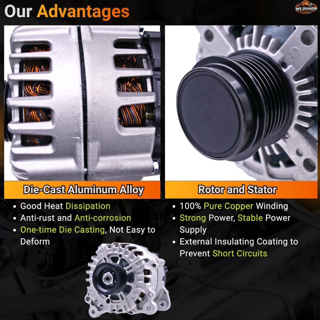 FG23S065 06E903023B 12V 220A Alternator Compatible with Audi Q7 2013 2014 2015 V6 3.0L GAS Supercharged TFSI CW 6-Groove High Output Electrical Generator 6E903023B 11821 A3123 439816 440470
