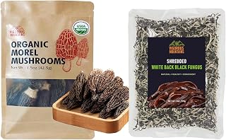 VIGOROUS MOUNTAINS Organic Dried Morel Mushrooms and Shredded Dried Woodear Mushrooms