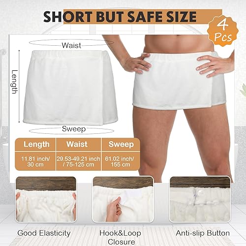 Miniatura 9 de Mixweer 4 piezas de toallas de baño para hombre, pantalones cortos, envoltura de ducha para hombres, 11.81 pulgadas, toalla con cierre para hombres,