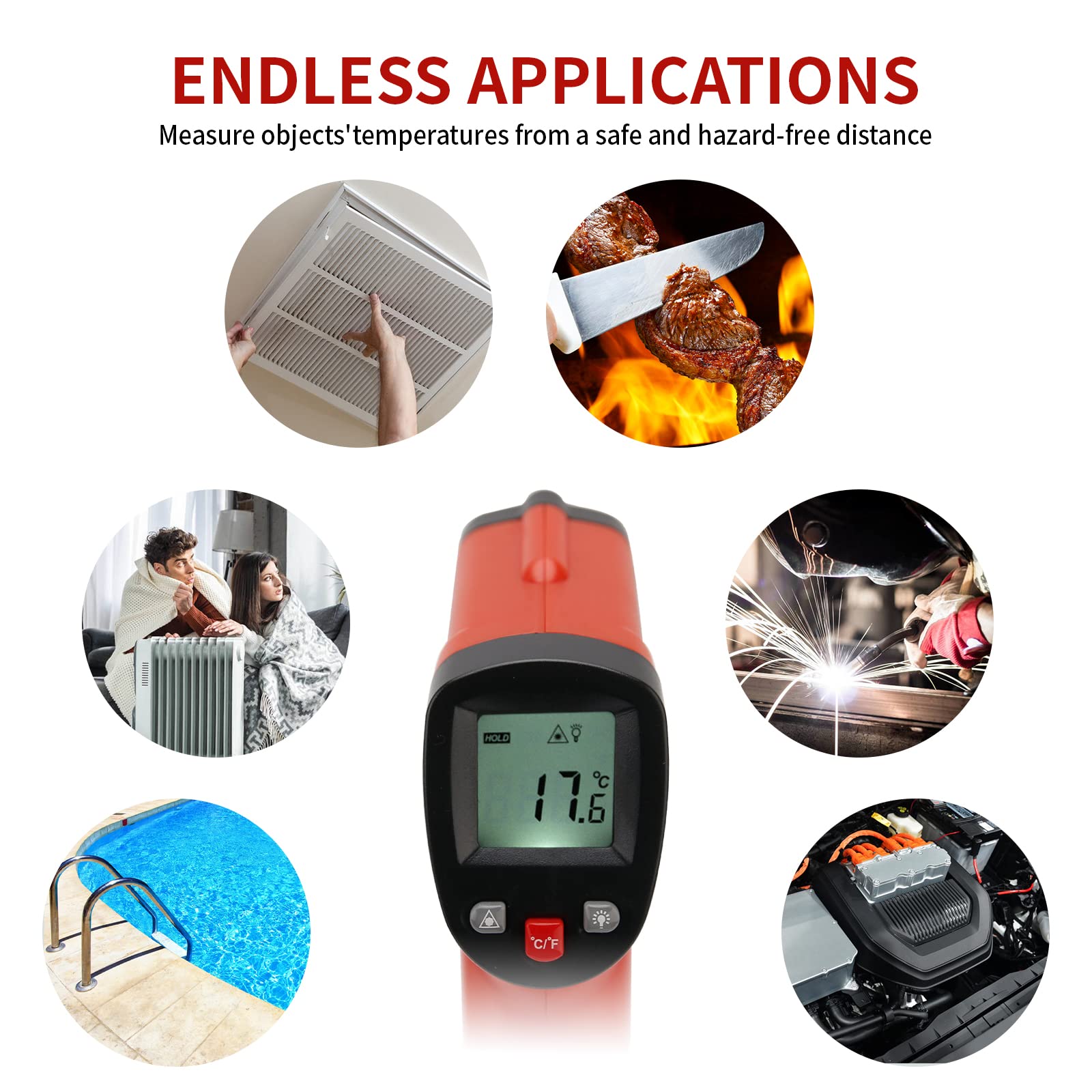 MEASUREMAN Infrared Thermometer (Not for Human),Standard Size Temperature Gun Non-Contact Digital Laser Thermometer -58°F to 1022°F (-50°C to 550°C) — Amazon image 5