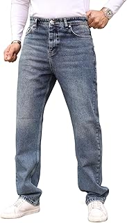 بنطلون جينز فضفاض بقصة واسعة للرجال طراز TMNAW24JE00027 من ترنديول