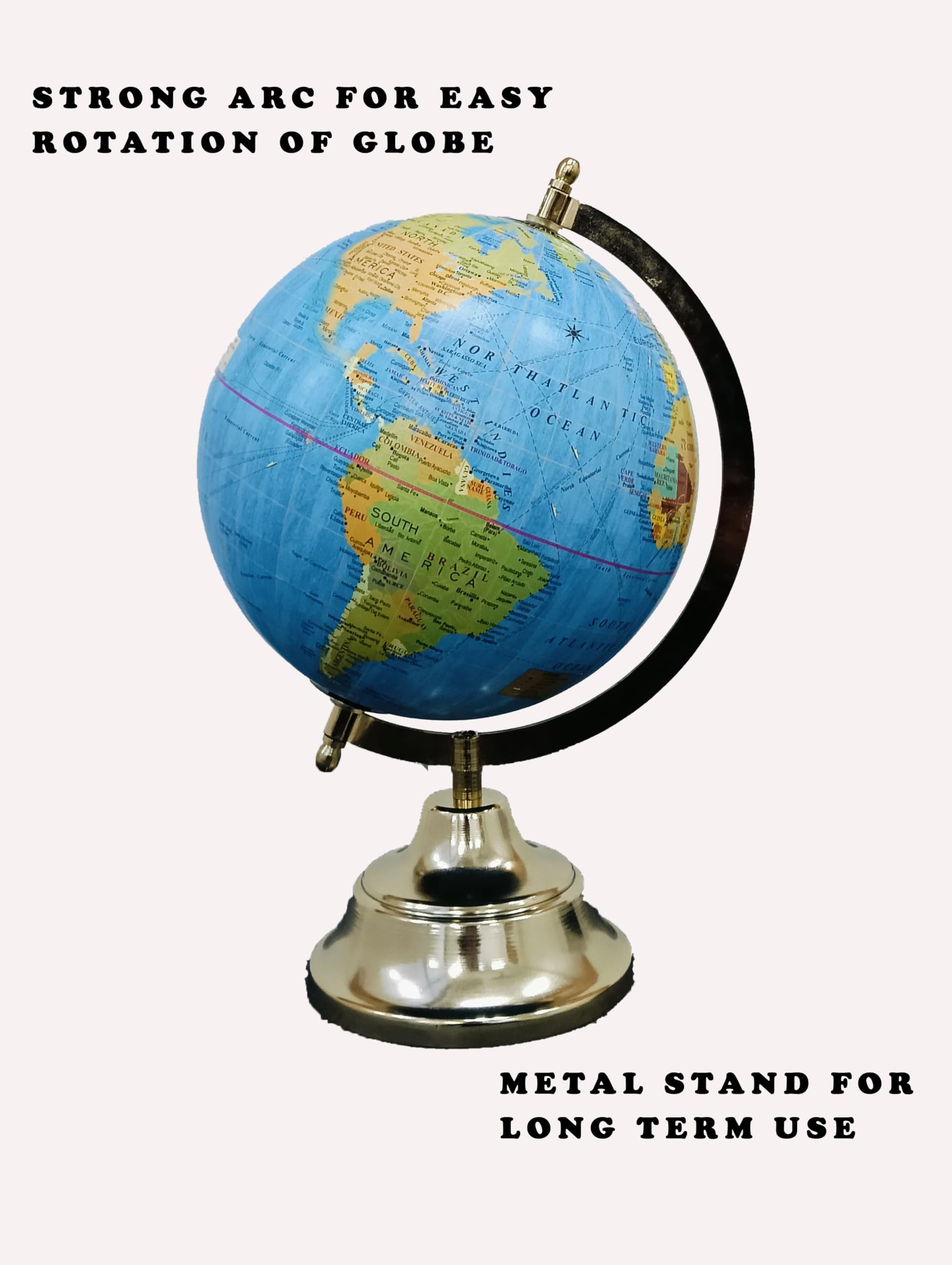 Cosmic Globe Exports Rotating World Globe 8 Inch with Metal Arc and Stand for Home Décor, Office Decor and Decorations items,Study Table decor Items, Birthday, Party Gifts and Anniversary. 2
