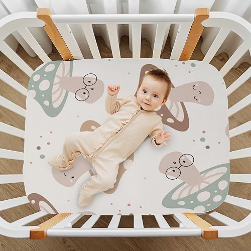 Miniatura 7 de Kigai Fitted Crib Sheet for Boys & Girls Mushrooms Soft Breathable Unisex Baby Sheets for Standard Crib and Toddler Mattresses 39 x 27 in