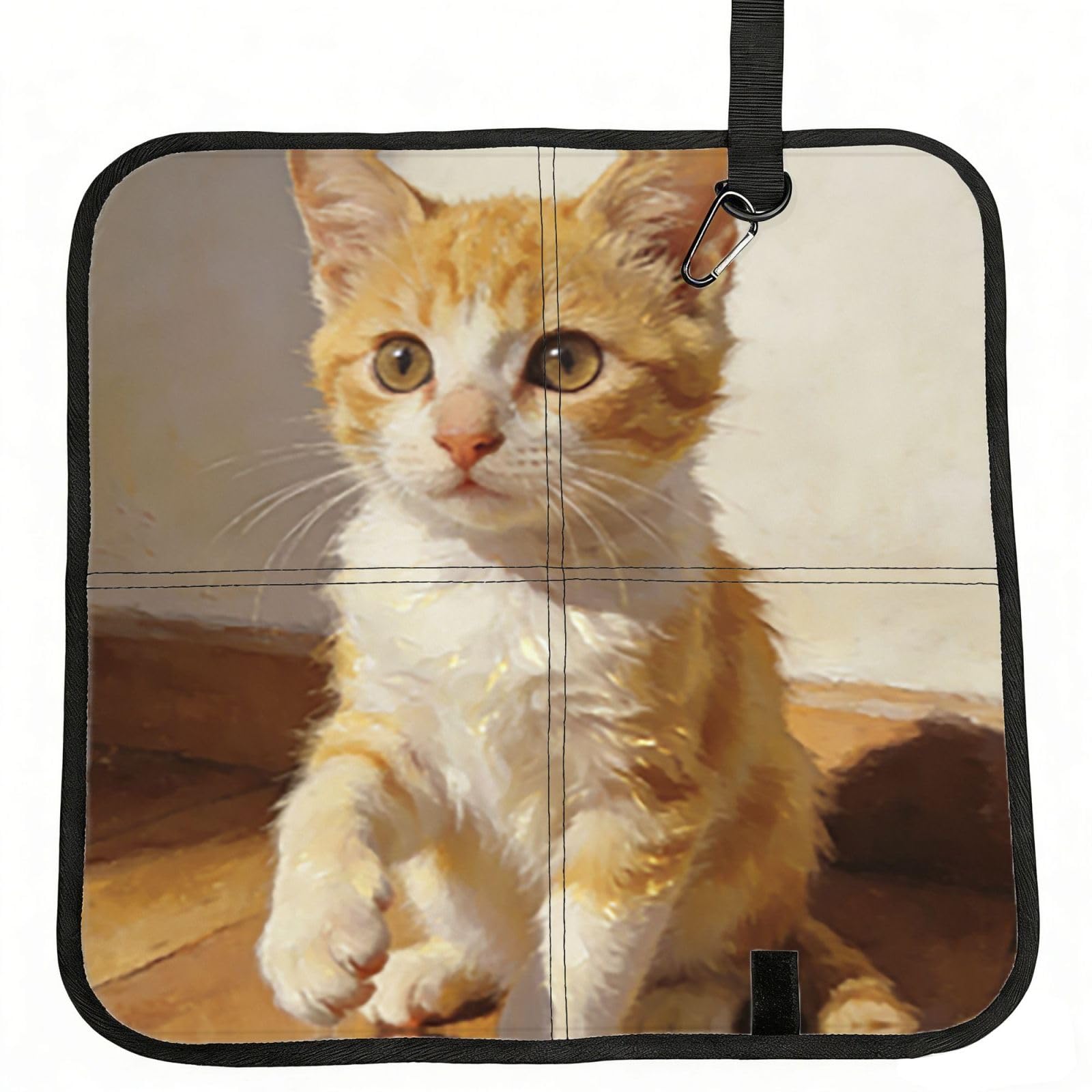 DUYIOKH Orange Kitten Print Foldable Portable Seat Cushion for World Cup Games, Camping and Outdoor Activities