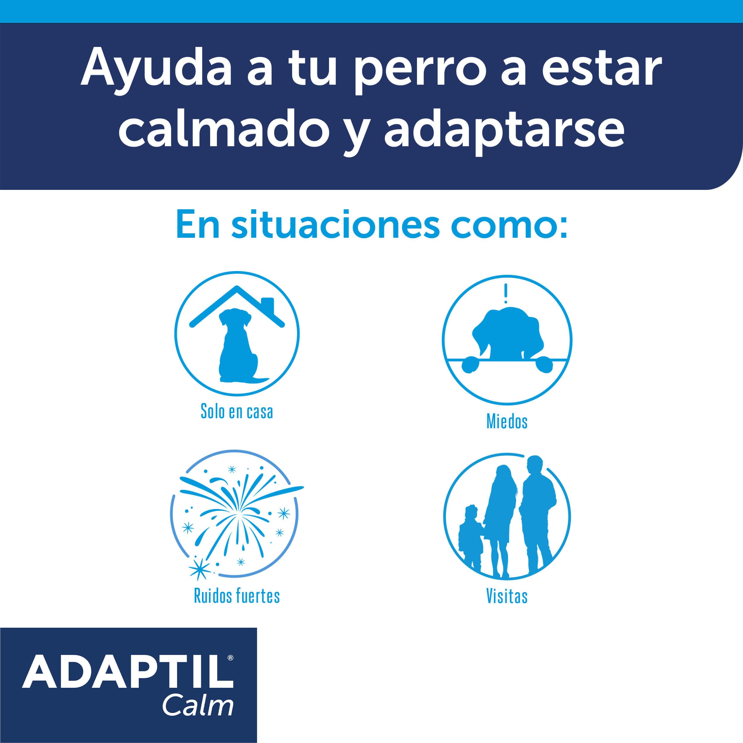 ADAPTIL Calm - Antiestrés para perros - Solo en casa, Miedos, Ruidos fuertes, Adopción - Recambio 48ml