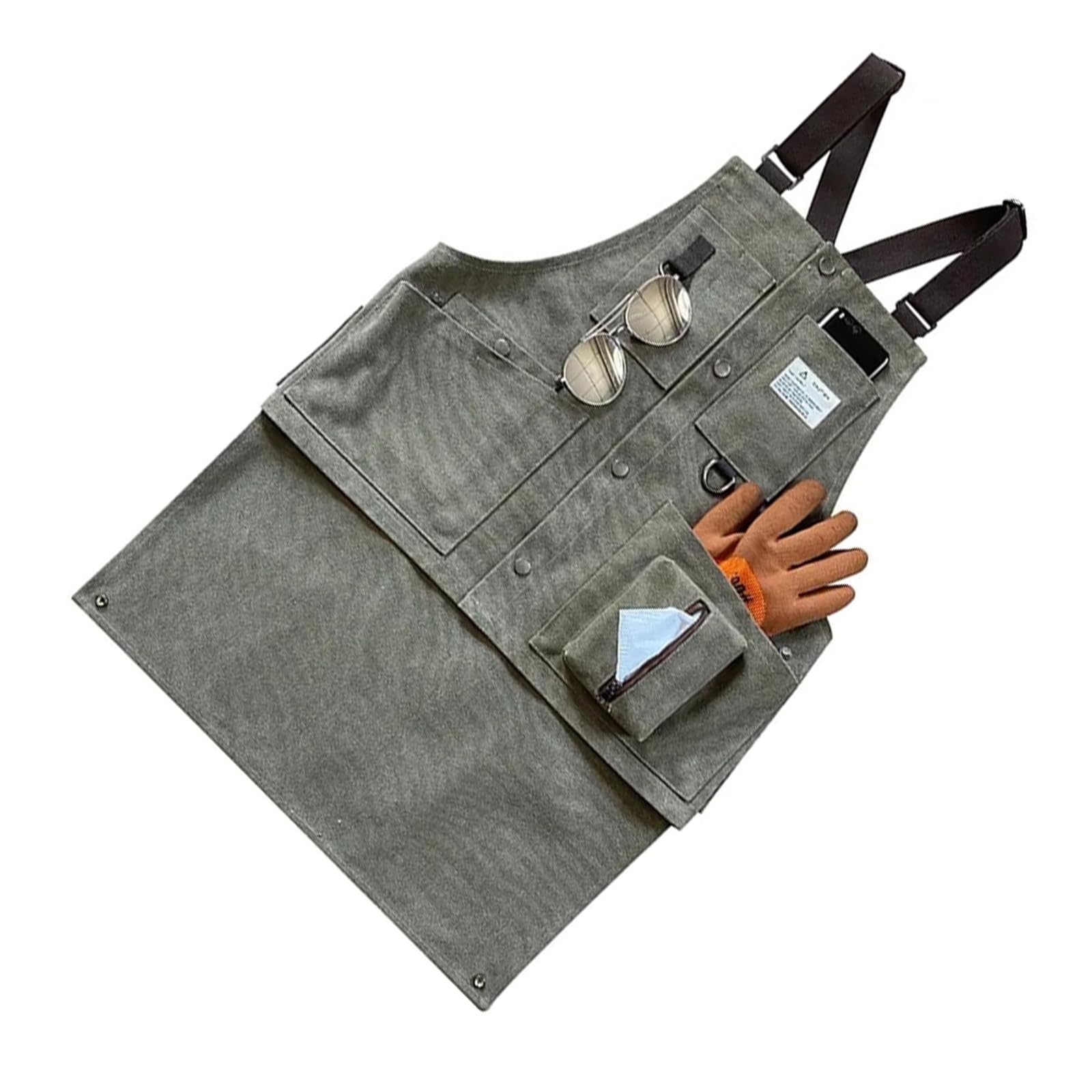 CAZSTYK Reinforced Canvas Workshop Apron with Multiple Tool Pocket for Electricians Carpenters and Craft Enthusiasts Industrial Grade Tool Apron