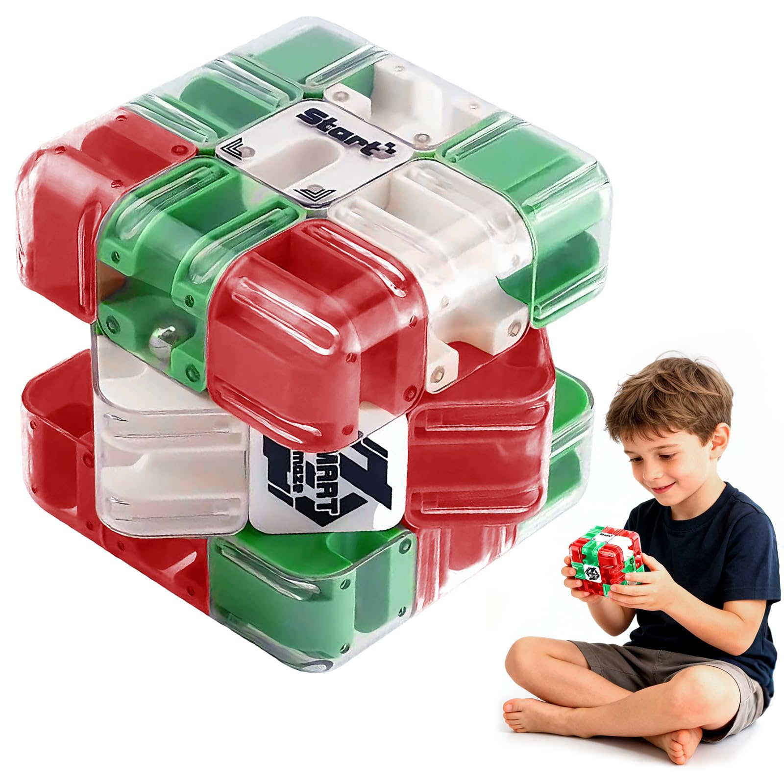HESUSLA 3D Gravity Marble Maze Cube, Magnetic Magic Ball Puzzle Game for Kids & Adults