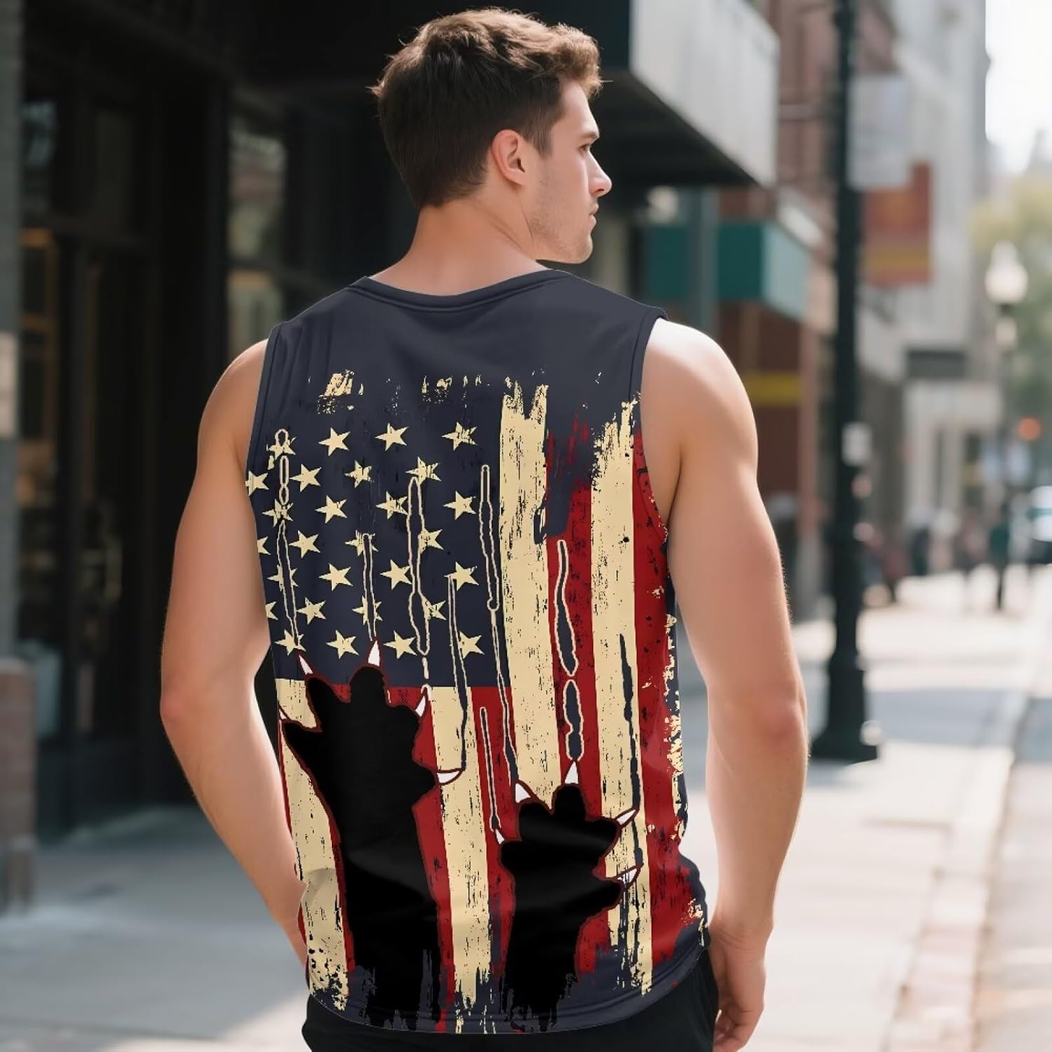 Sleeveless Mens Graphic Shirts, V Neck Cut Off Tank Tops for Athletic Muscle Beach Gym Running Basketball Summer - Image 3