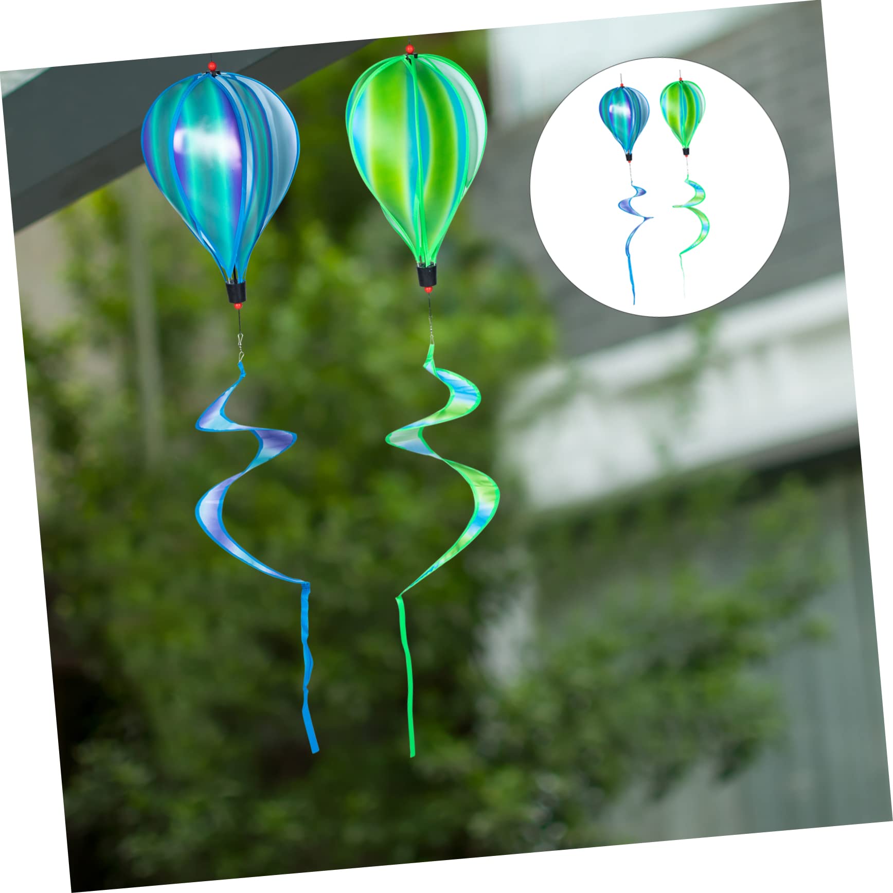 BESTonZON 2Pcs Spiral Hot Air Balloon Windmill Whirligig Pendant for Outdoor Garden Decoration Funny Wind Spinner Decor for Parties and Events
