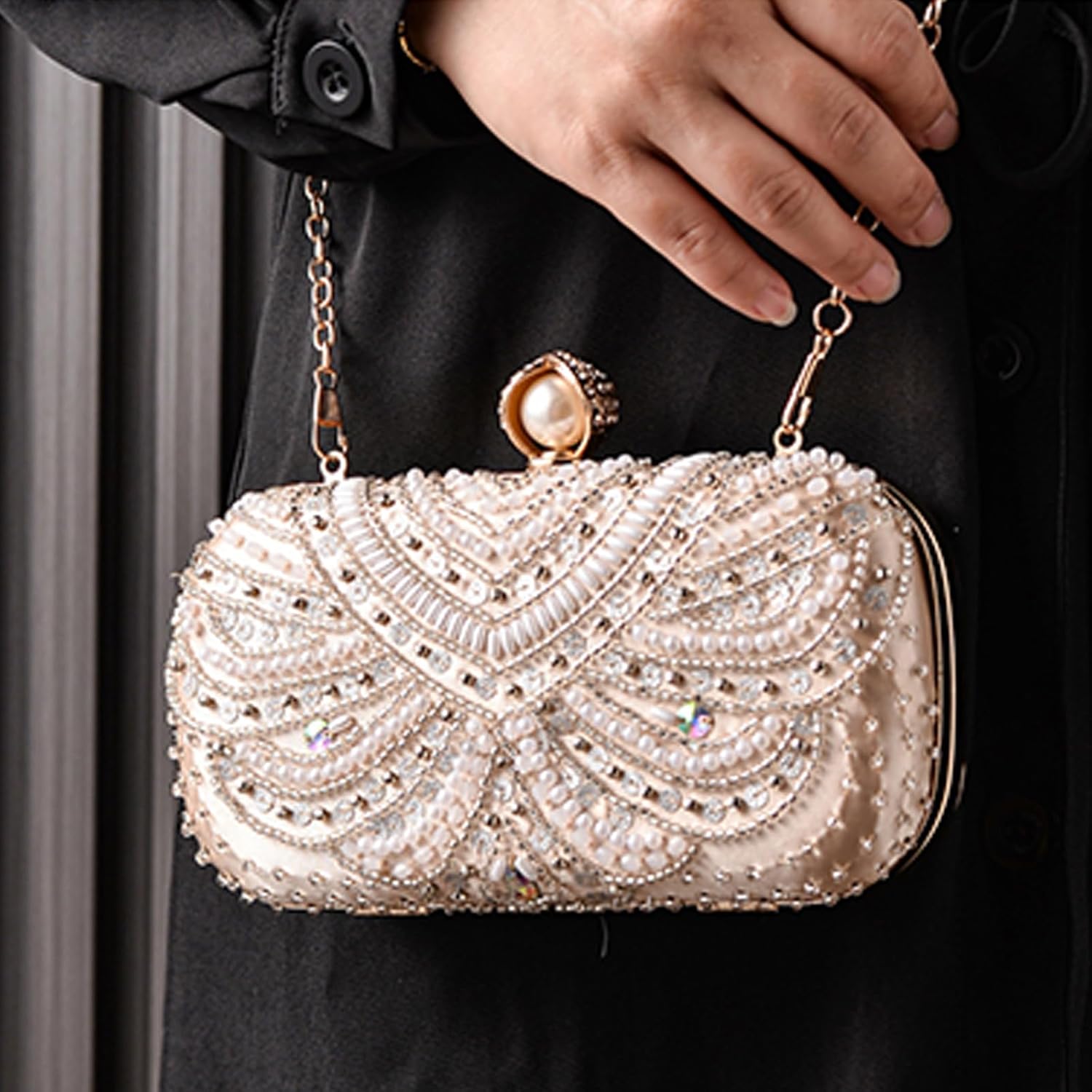 DIDILLX レディース ウェディングバッグ ラインストーン クラッチ パース ハンドバッグ オールマッチショルダー エレガント