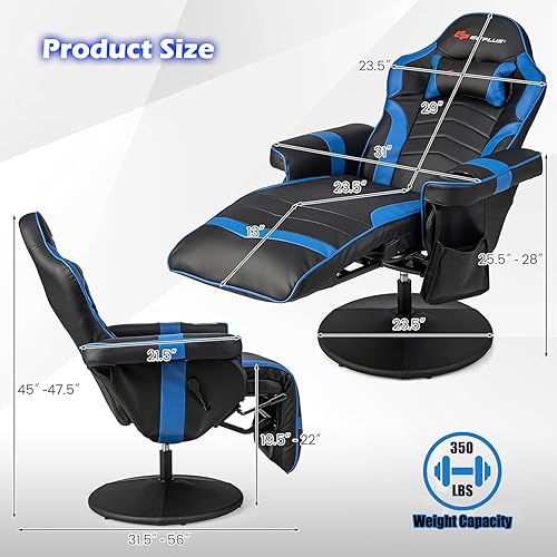 Miniatura 3 de POWERSTONE Silla reclinable para juegos, silla de masaje ajustable con soporte para tazas, reposapiés, sofá individual ergonómico, sala de estar,