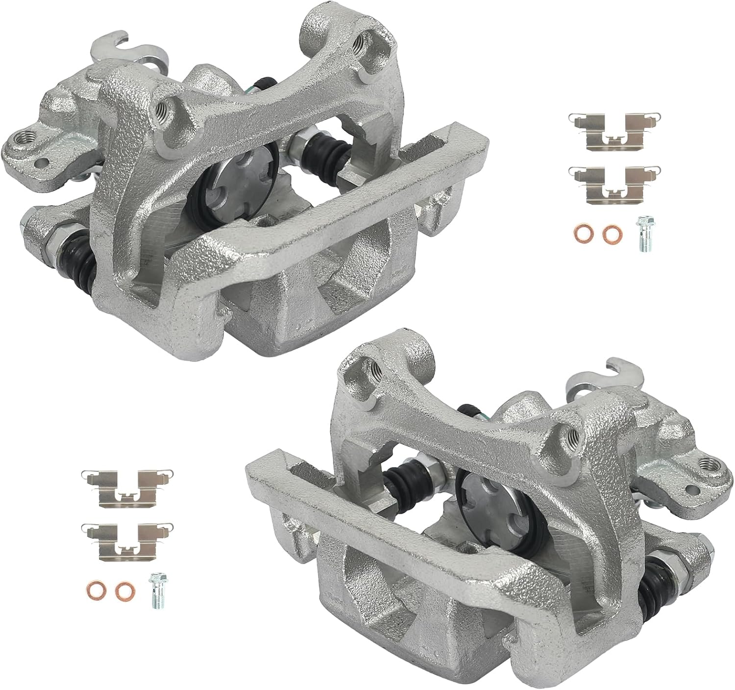 KUSATEC 18B5002 18B5003 Rear Disc Brake Caliper with Bracket fit for Ford Fusion 2006-2012; Lincoln MKZ 2007-2012/Zephyr 2006; Mazda 6 2006-2013; Mercury Milan 2006-2011, Both Driver Passenger Side