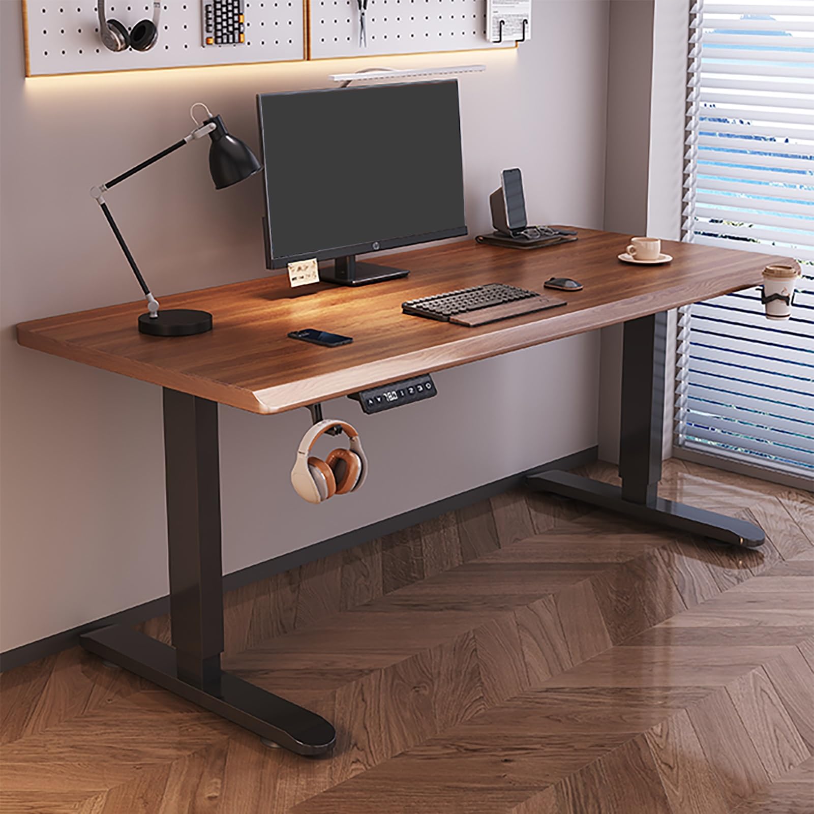 MYUYEE Standing Desk, Stand Up Desk Adjustable Height, Ergonomic Computer Desk, Office Desk With Cup Holder And Headphone Hook, For Home Office,One Color,120X60Cm/47.2X23.6In (One Color-100X60Cm)