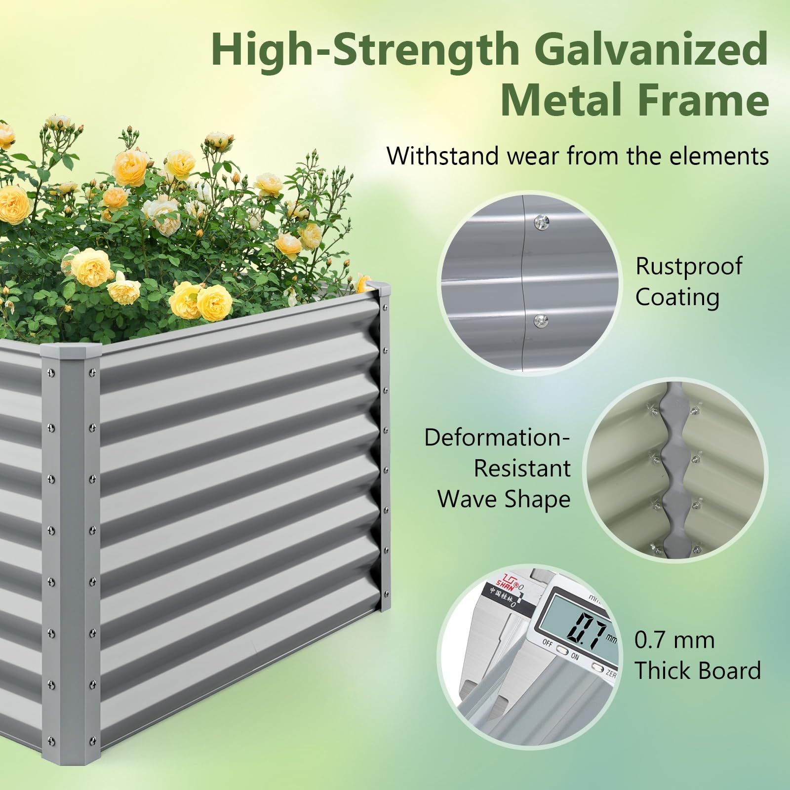 GIANTEX Raised Garden Bed - 6x3ft Metal Planter -6