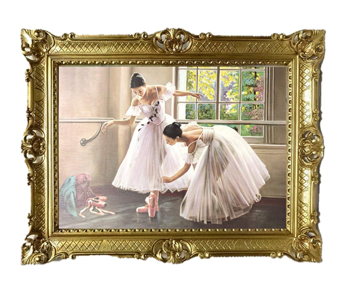 Lnxp BILD FOTO 90X70 CM BALLERINA BALLETT TÄNZER BILDERRAHMEN BILD BILDER MIT RAHMEN BAROCK RAJCO Wandbild Kunstdrucke Gemälde Retro Repro Antik für Cafe Bar Home Büro Praxis 58B