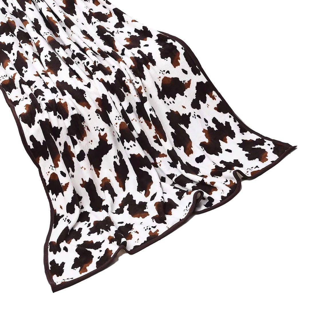 Coperta Morbida In Pile Con Stampa Mucca, 300g/m², Leggera E Calda, Per Divano E Letto, 152x203 Cm