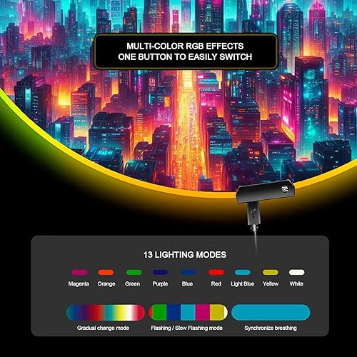 Miniatura 2 de Tapete para silla de juegos RGB con luces para juegos (Future City 47 pulgadas), cancelación de ruido, tapete antideslizante para suelo de