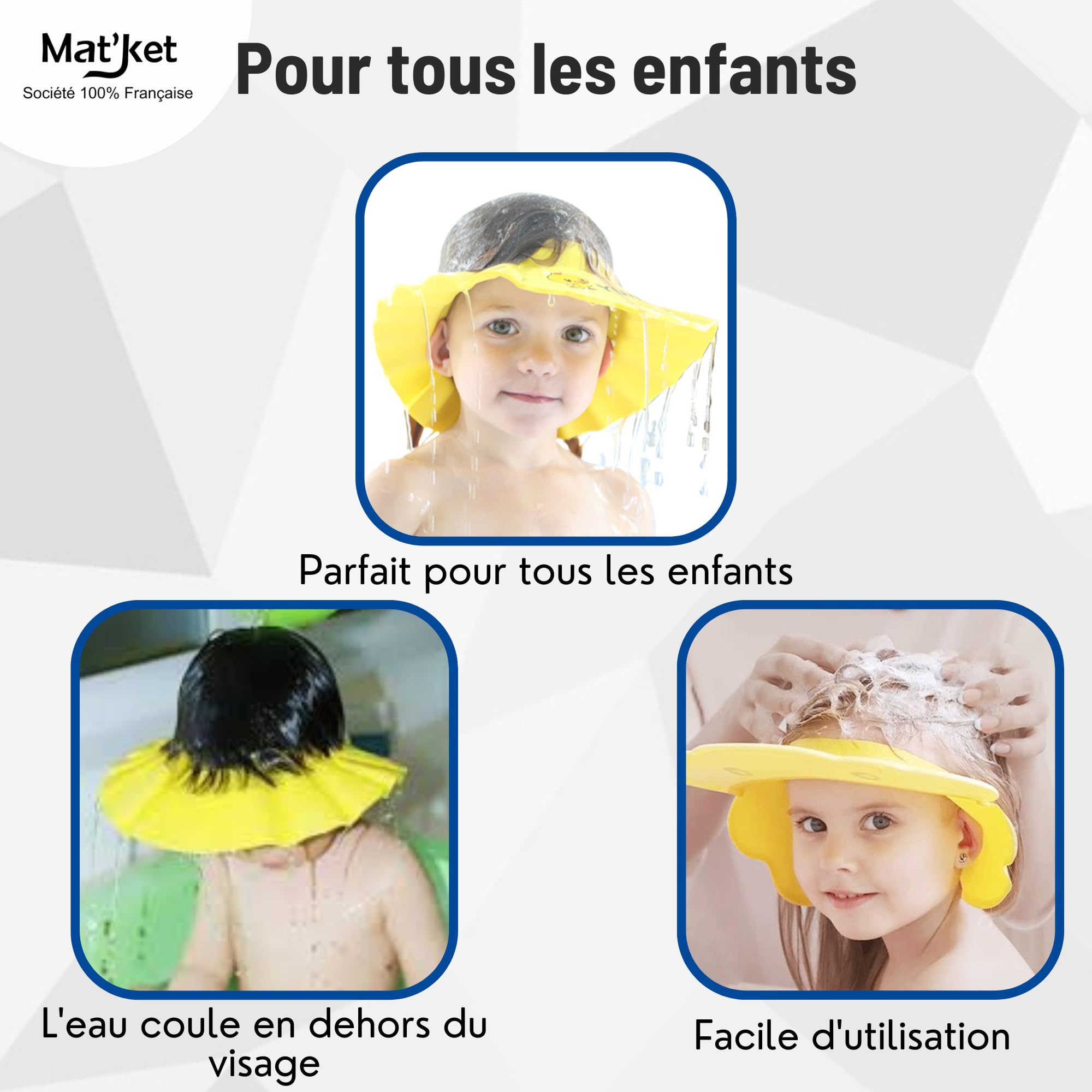 Casquette de Bain Enfant - Casquette De Bain Pour Bébé, Visière Bain, Chapeau Bebe, Idéal pour Shampoing Enfant et Douche Bebe