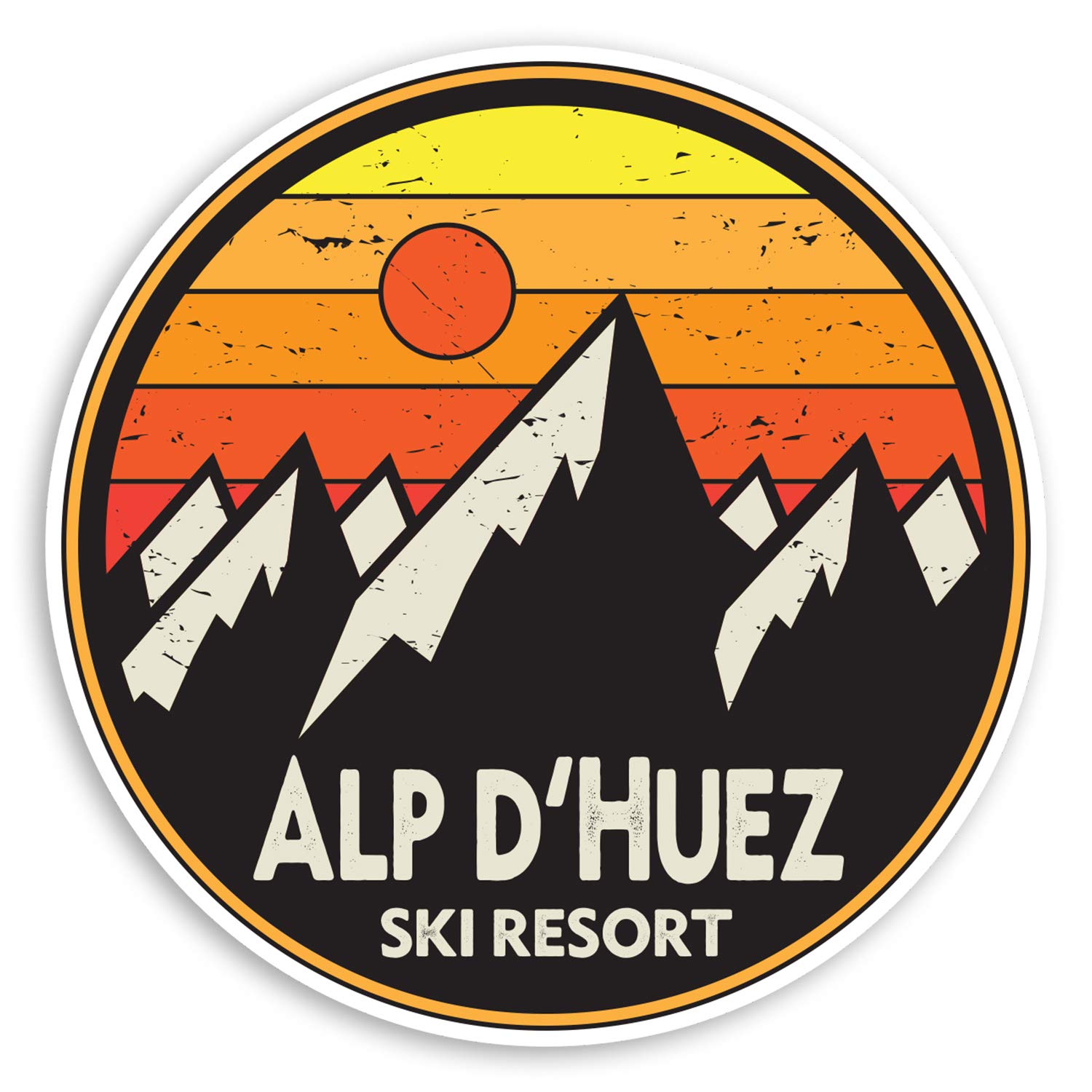 Destination Vinyl Ltd Multi 2 X 10Cm Alp D'huez Ski Resort Vinyl Stickers - France Luggage Sticker #31384 (10Cm Wide)