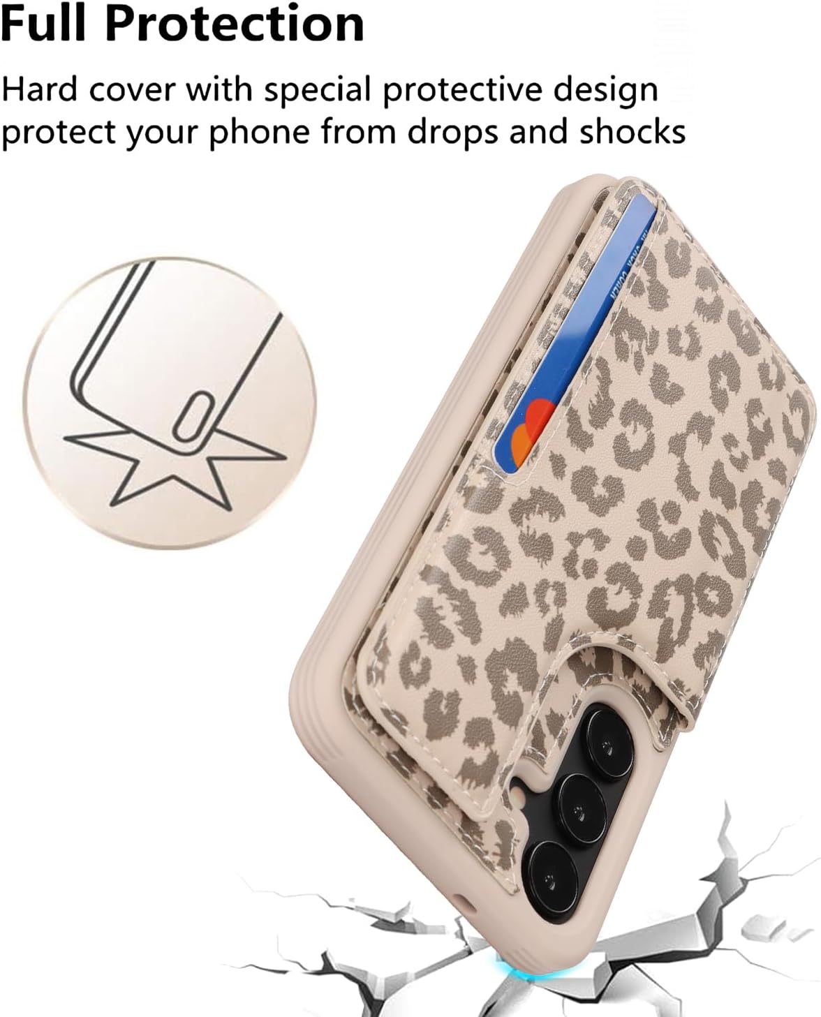 iCoverCase Compatible with Samsung Galaxy S25 Case with Card Holder, Wallet Case for Women Men [RFID Blocking] PU Leather Protective Phone Case for S25 (Beige Leopard) - Image 8