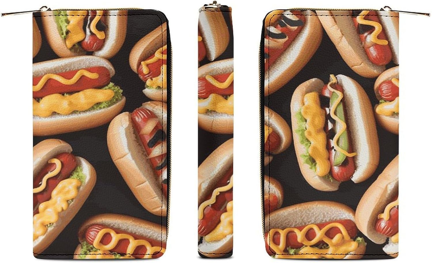 Fun Food Hot Dogs Card Holders PU Leather,Money Bags with Compact in Size And Easy to Carry,Slim Wallet for Fathers Day Gift,Holiday Gifts, Valentines Day Gifts