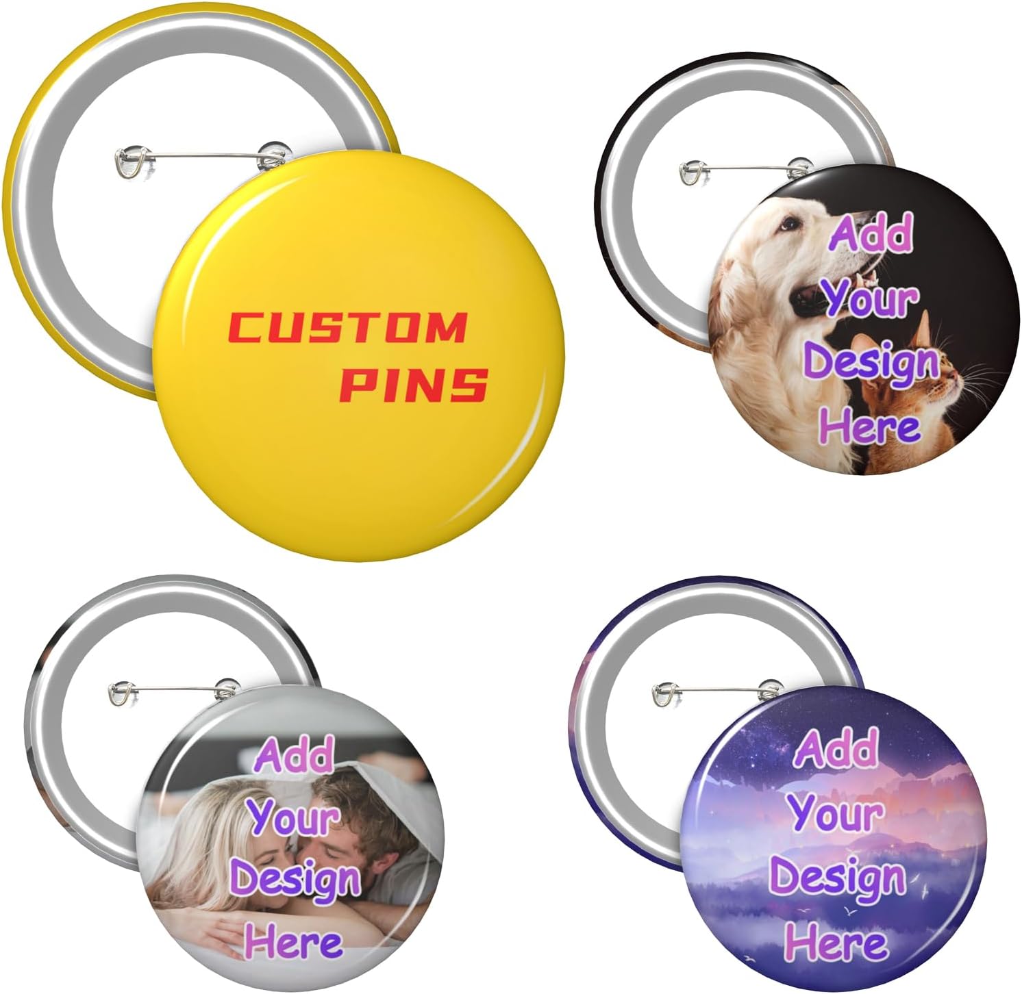 1-1000 PCS Custom Pins, Custom Buttons, Personalized Your Own Name Text Picture Logo for Backbags Clothes Jackets Hat Best Gifts for Friend Women Men