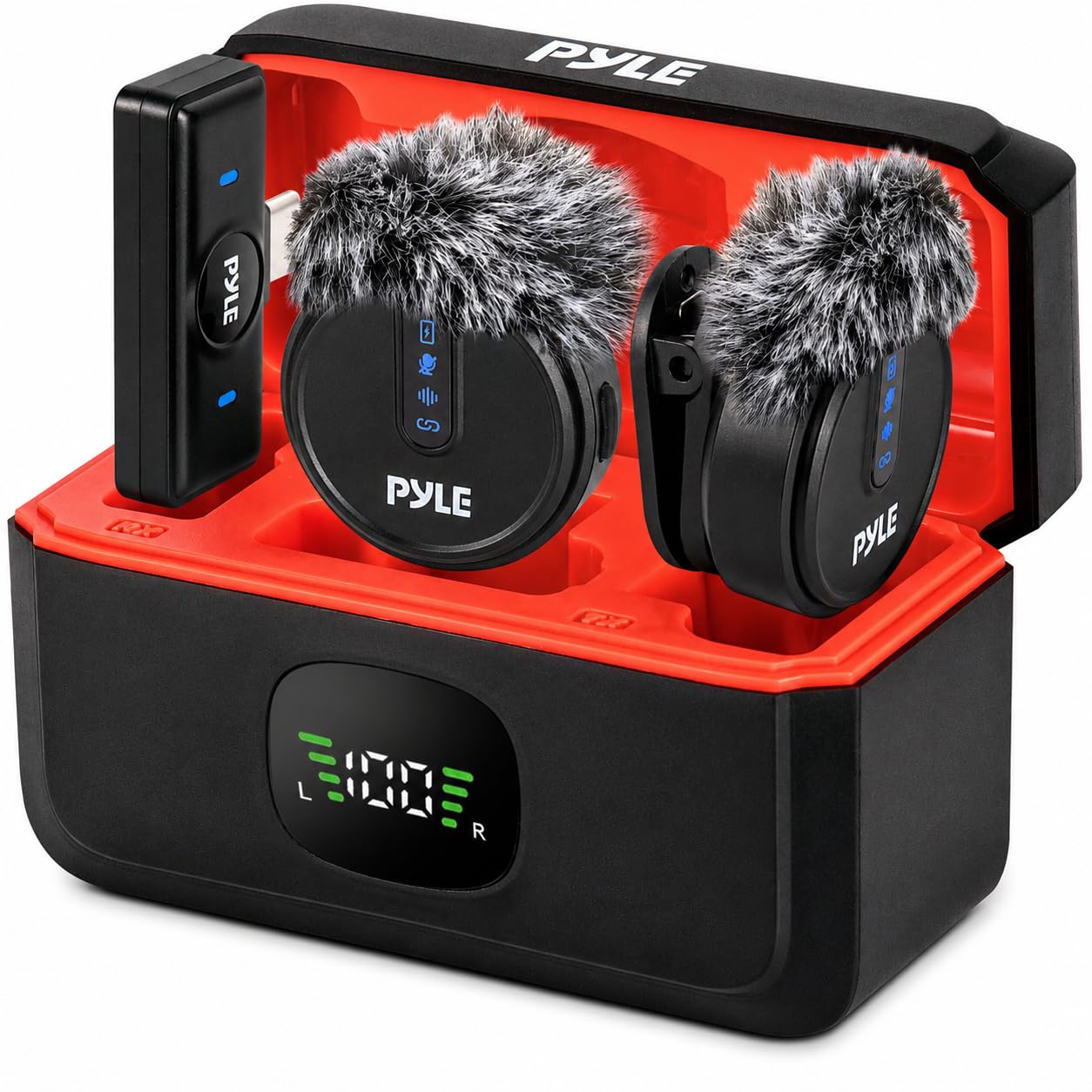 Pyle Microfono Lavalier Inalambrico, con Cancelacion de Ruido, Clip Magnetico, Bateria 8H y Estuche de Carga, USB-C Plug & Play, Ideal para Vlogs, Streaming, Entrevistas y Podcasts