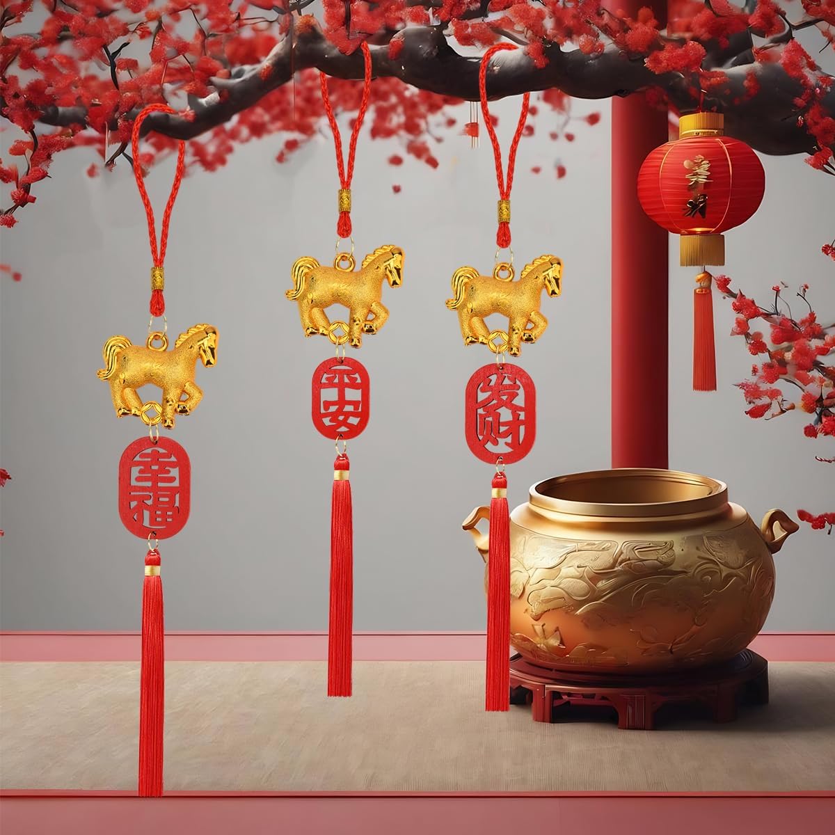 10 Pcs Chinese New Year Decorations Year of The Horse 2026 Decorations Lunar New Year Decorations for Home Room Office Kitchen Room Bedroom
