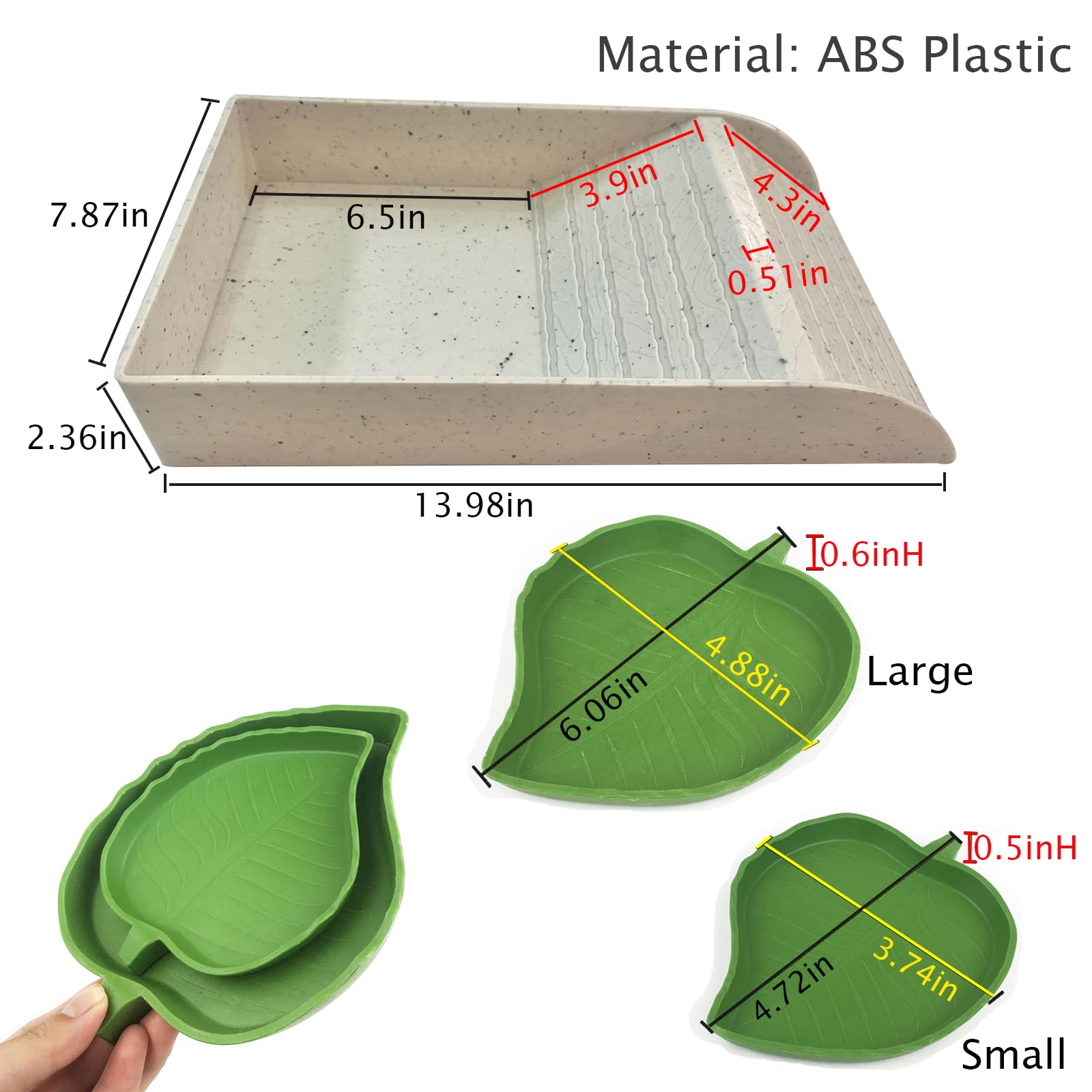Plato de alimentación de tortugas con rampa y plataforma para tomar el sol, plato de agua para reptiles, plato de agua con rampa para baño de tortuga, anfibios, hábitat, acuario, gris