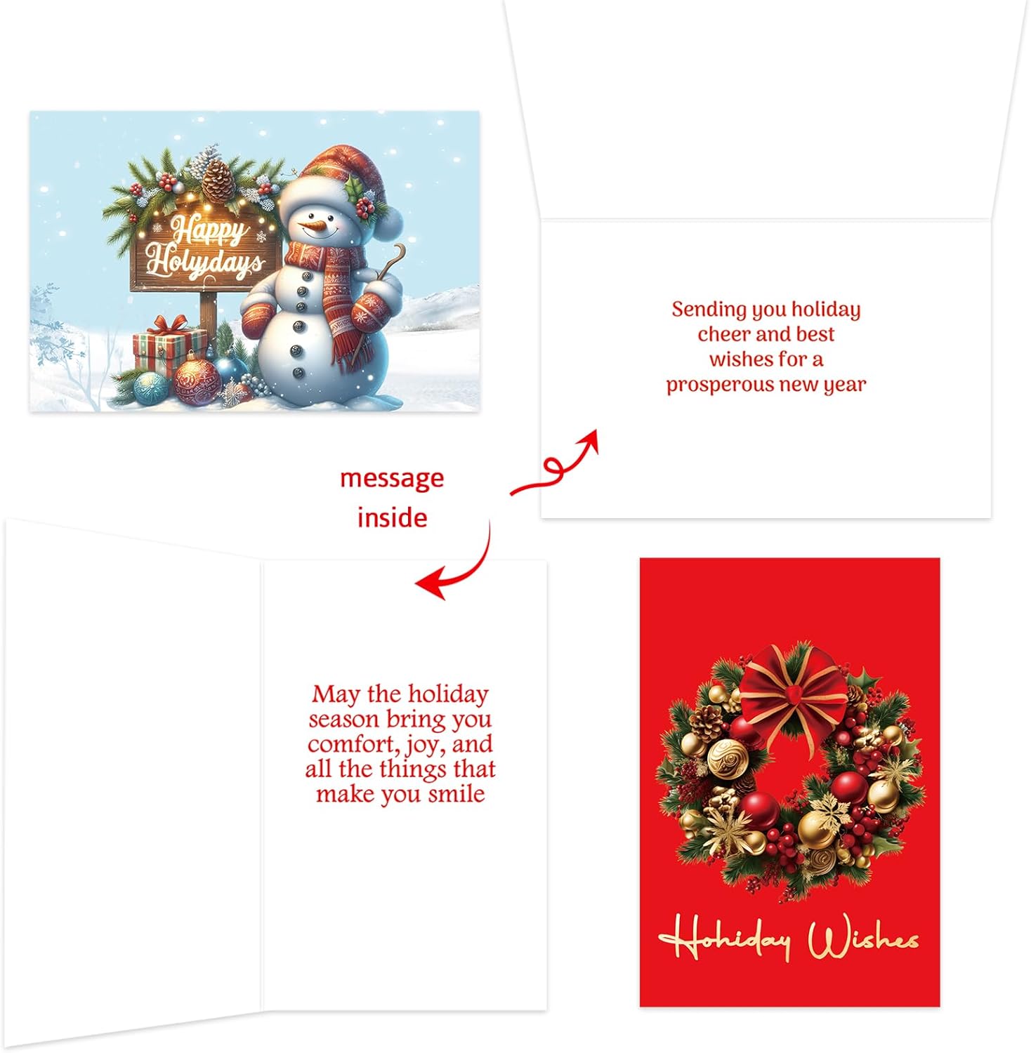 ceiba tree Holiday Cards with Envelopes Happy Holidays Cards Bulk Stickers 24 PCS 4x6 inch Message Inside Christmas - Image 3