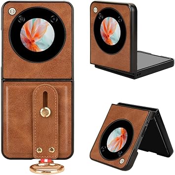 Compatible Models for ZTE Nubia Flip/Libero Flip A304ZT Case Cover, PU Leather + Shell 2 in 1 Wrist Strap / Kickstand Brown