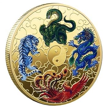 朱雀銀貨　白虎銀貨　青龍銀貨　白虎銀貨　各一枚 合計4枚セット Amazon.co.jp: 記念コイン ラッキー 四聖獣 コイン コレクション