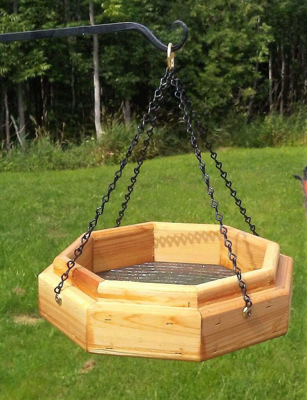 Small Hanging Octagon Platform Bird or Squirrel Feeder Cedar Wood