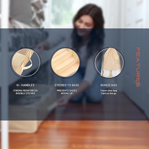 Miniatura 4 de Organizador de almacenamiento de zapatos debajo de la cama, paquete de 2 unidades para 24 pares de solución de almacenamiento debajo de la cama con