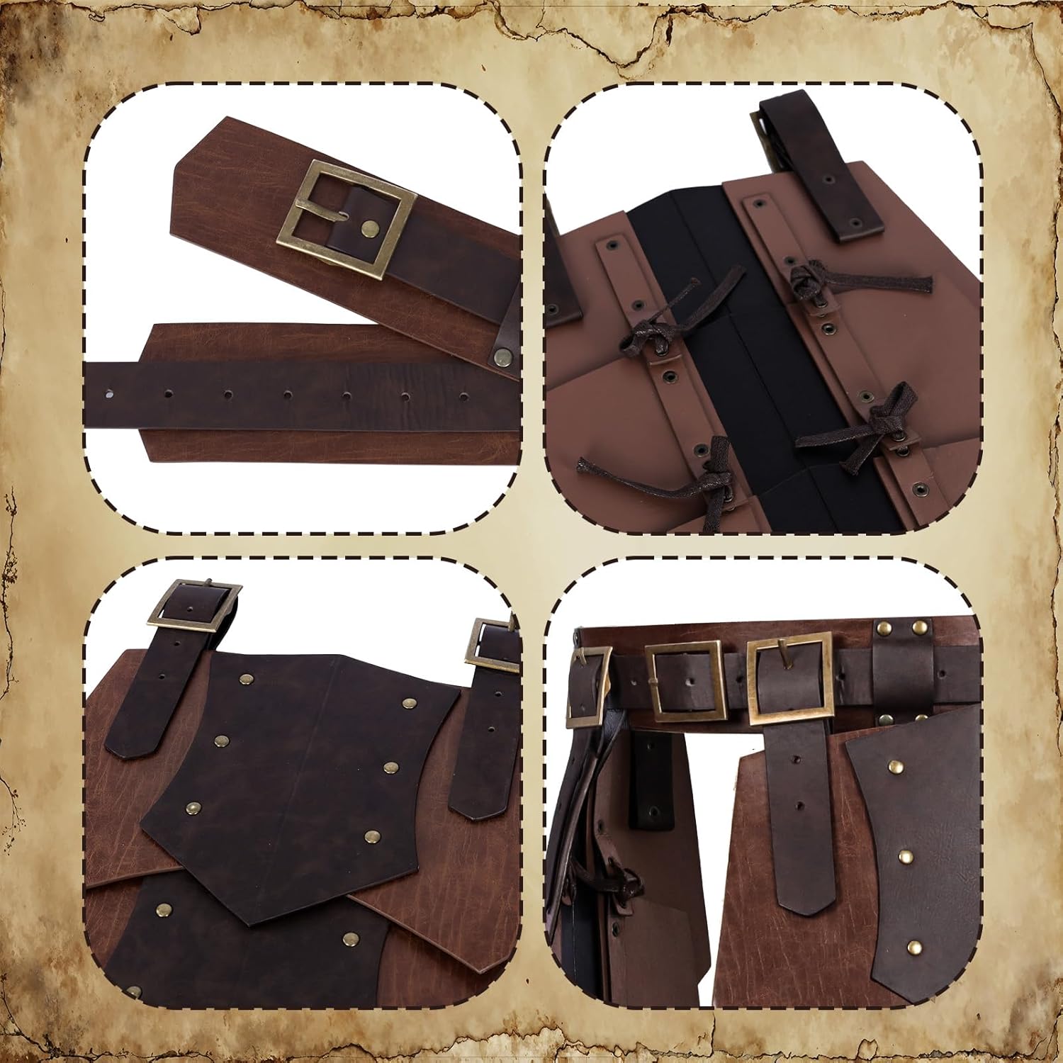 Medieval Belt Thigh Armor Retro Faux Leather Double Side Waist Guard LARP Knight & Mercenary Costume Accessory - Image 6