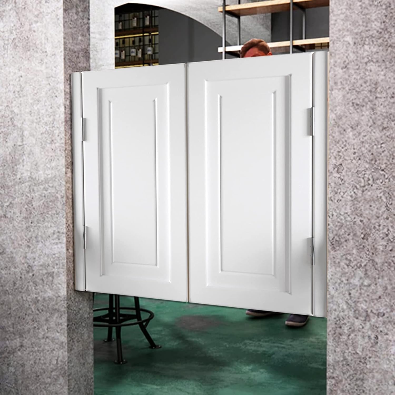 Swing Door Indoor Wooden Saloon Swing Door with Metal Hinges, Kitchen Bathroom Barn Western Half Cafe Door, Bar Porch Entrance Counter Swing Door (Size : W80×H90cm(31 1/2" x35 7/16"))