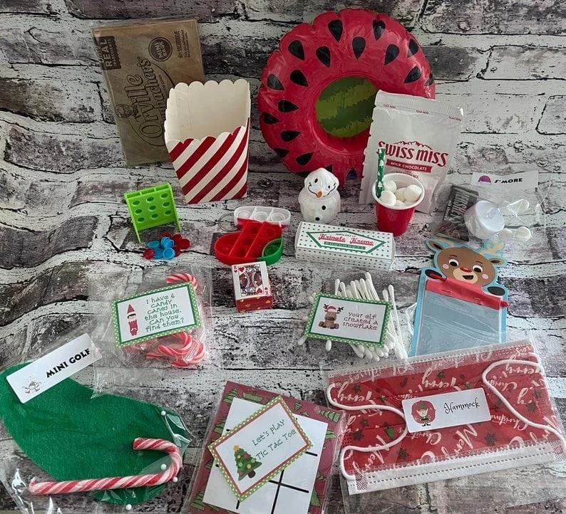 Elf Kit 24 Days Christmas Countdown Gift, Fun Elf Activities,Elf Props,The Elf on The Shelf, The best Elf Toys gift for the children's or Friends and Family (12 Days)