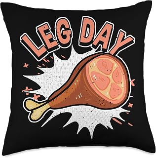 Leg Day, Chicken & Turkey Thanksgiving, Bodybuilding Gym Throw Pillow