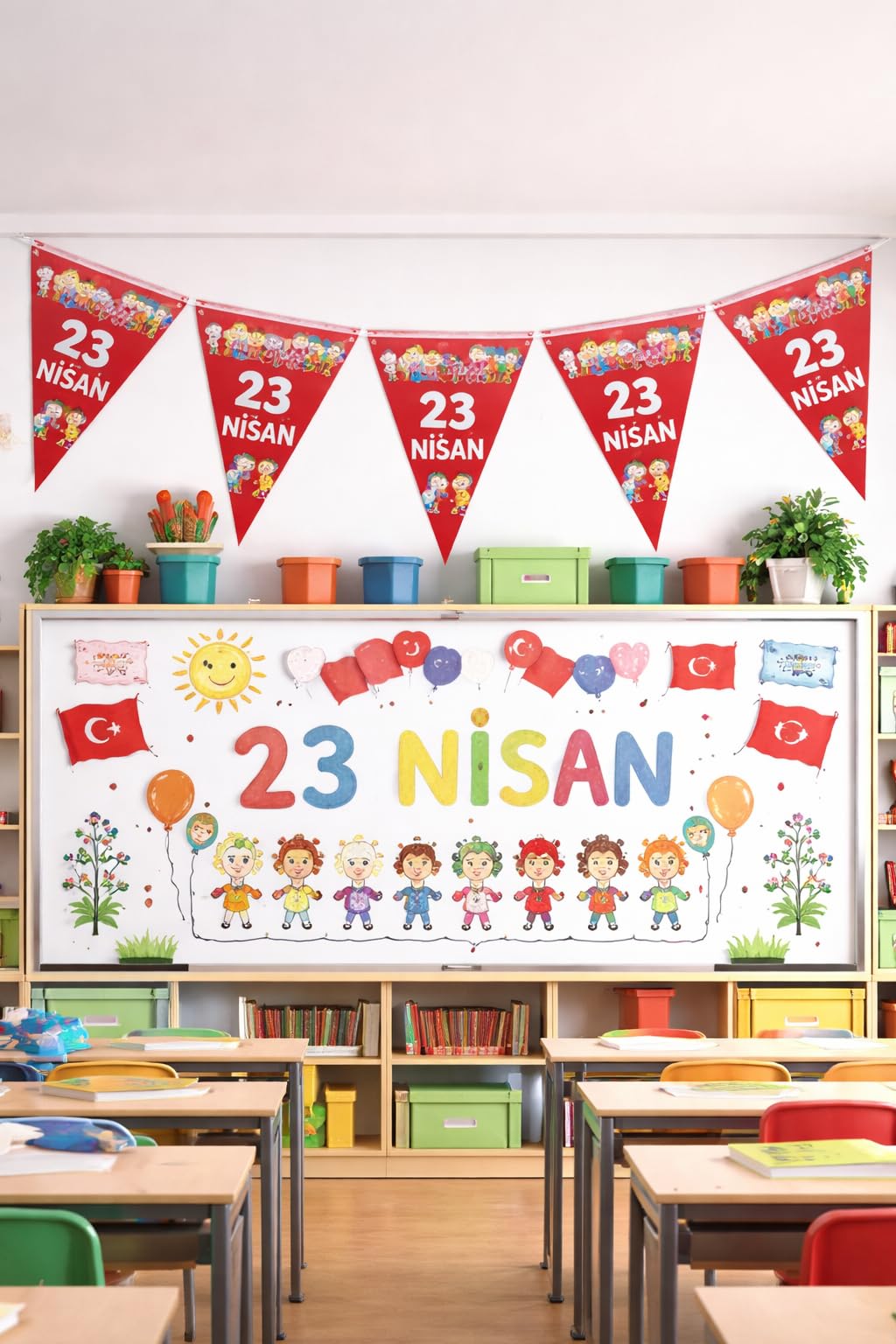 23 Nisan Süsleri 23 Nisan Hediyeleri 10 lu üçgen Flama 23…