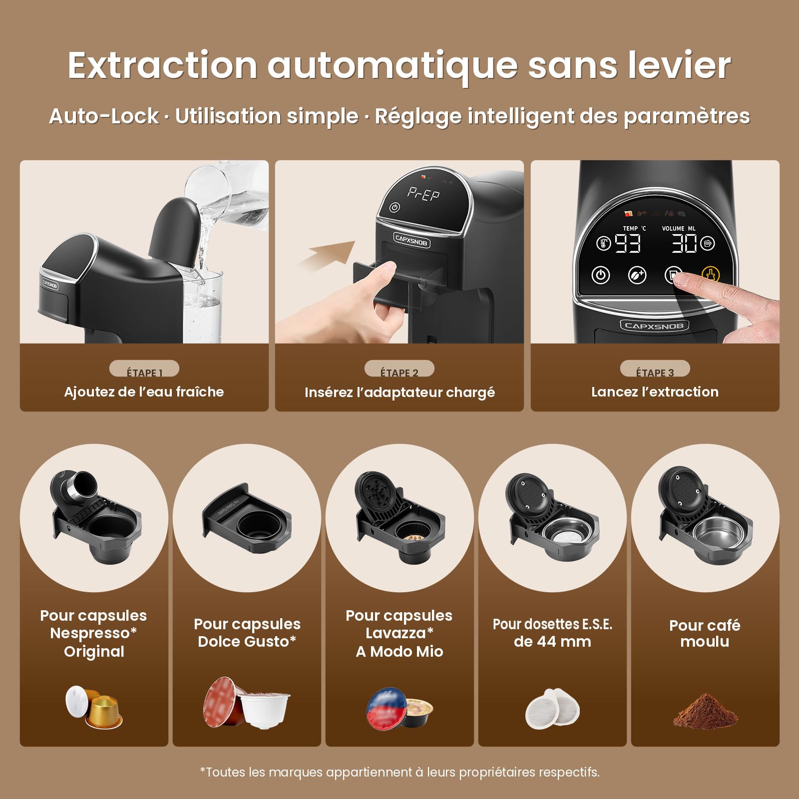 Magician2 Machine à capsules 5 en 1 pour Nespresso, Dolce Gusto, Lavazza A Modo Mio, ESE 44 mm dosettes et poudre de café, 20 bar, 1400 W, 1,2 l, écran tactile et débitmètre, sans BPA, machine à café