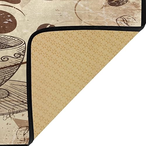 Vista 4 de Alfombra de cocina lavable para taza de café, tapete de baño, tapete antideslizante retro para baño, sala de estar, dormitorio, 39 x 20 pulgadas a003
